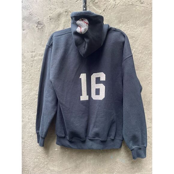 CAL POLY UNIVERSITY BASEBALL NAVY BLUE BLING RHINESTONES SPELLOUT HOODIE SWEATSH - Picture 14 of 17